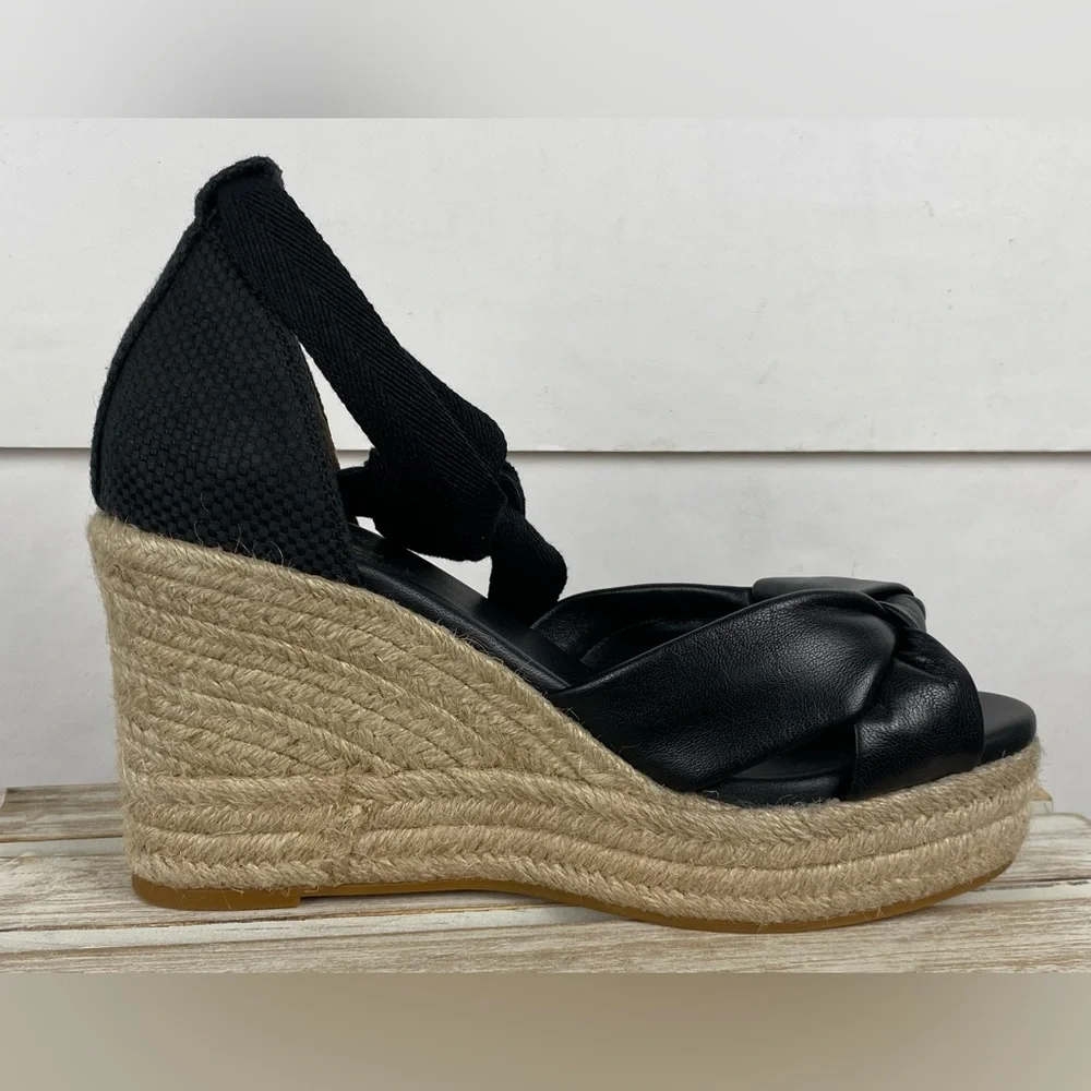 Cole Haan Cloudfeel Hampton wedge sandals in black leather women’s size 8.5B